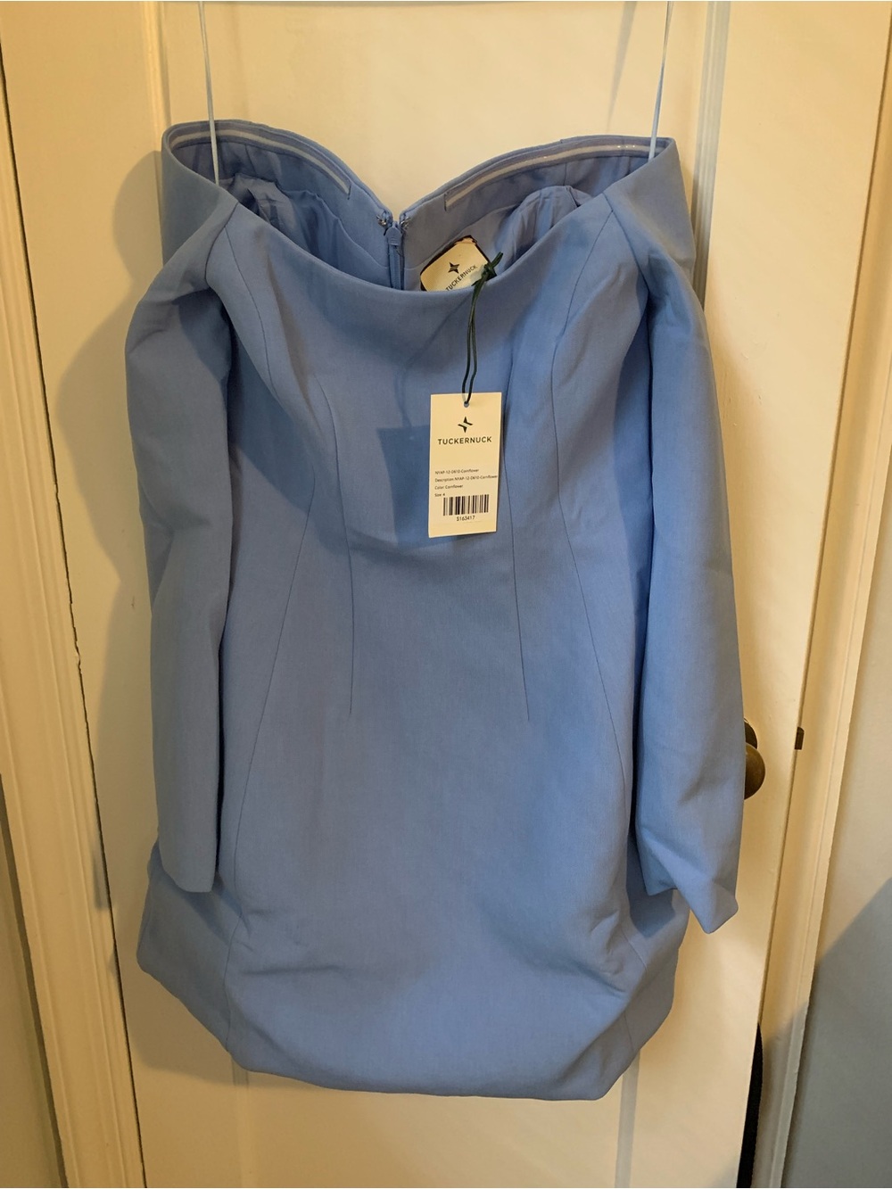 Blue Off-the-Shoulder Mini Dress, Tuckernuck, Size 4, NWT | Wedding Guest, Party - Picture 2 of 5